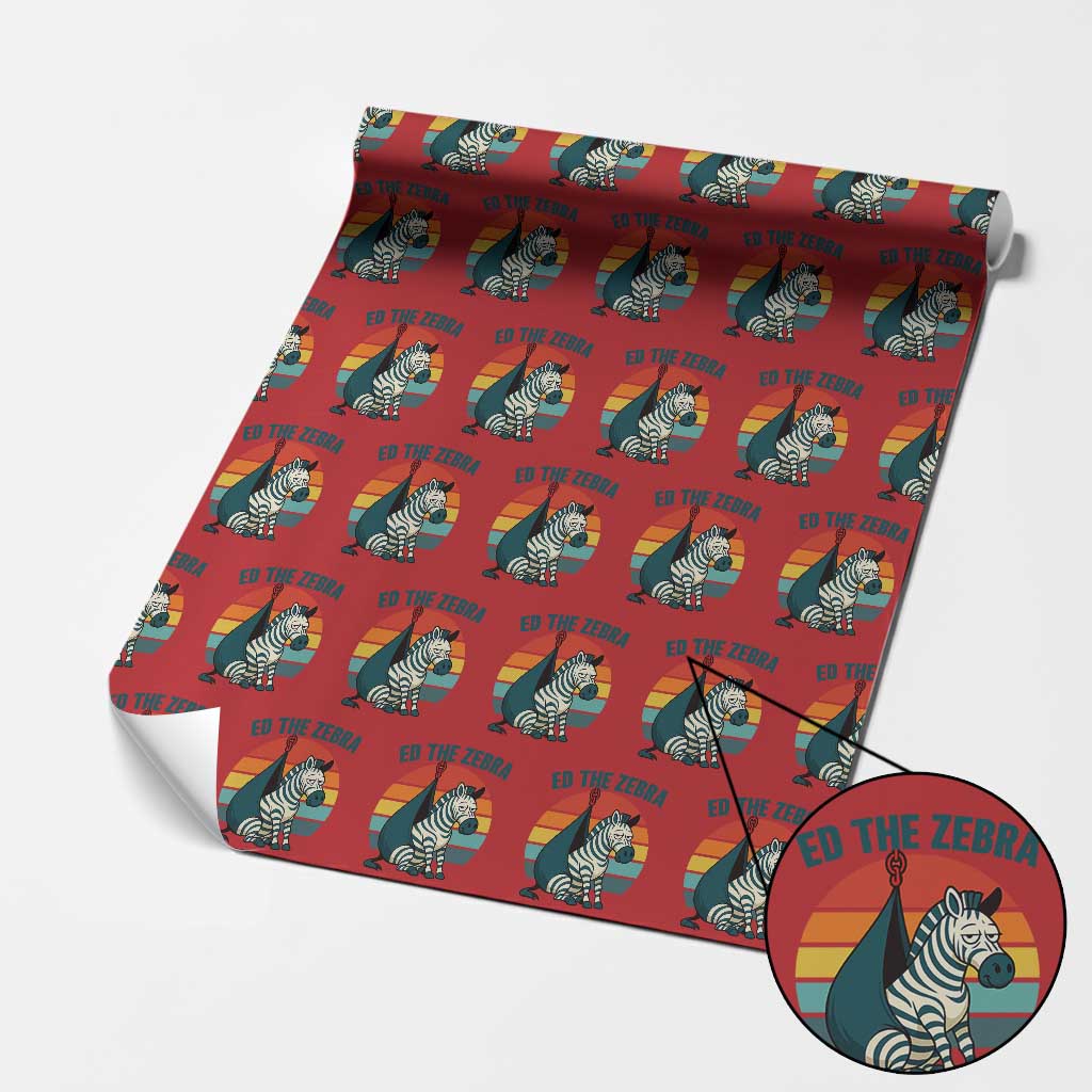 Retro Ed the Zebra Meme Wrapping Paper Roll Funny Viral Escape Animal Helicopter Rescue TS02 Red Print Your Wear