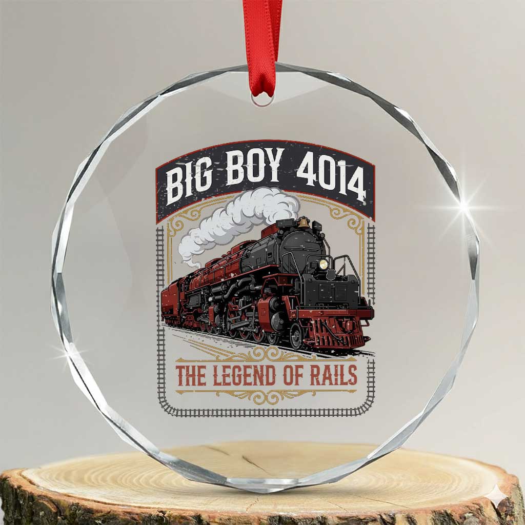 Retro Emblem Classic Steam Train Crystal Glass Ornament Locomotive Heritage Pride Legend of the Rails TS02 Transparent Glass 3'' Circle Print Your Wear