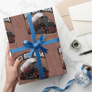 Retro Emblem Classic Steam Train Wrapping Paper Roll Locomotive Heritage Pride Legend of the Rails TS02 Mocha Print Your Wear