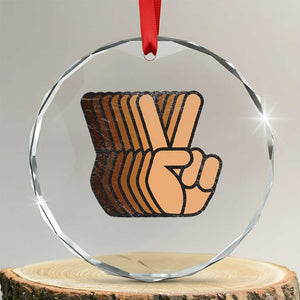 Retro Equality for All Crystal Glass Ornament Peace Sign V Fingers Skin Tone Hands Vintage TS10 Transparent Glass 3'' Circle Print Your Wear