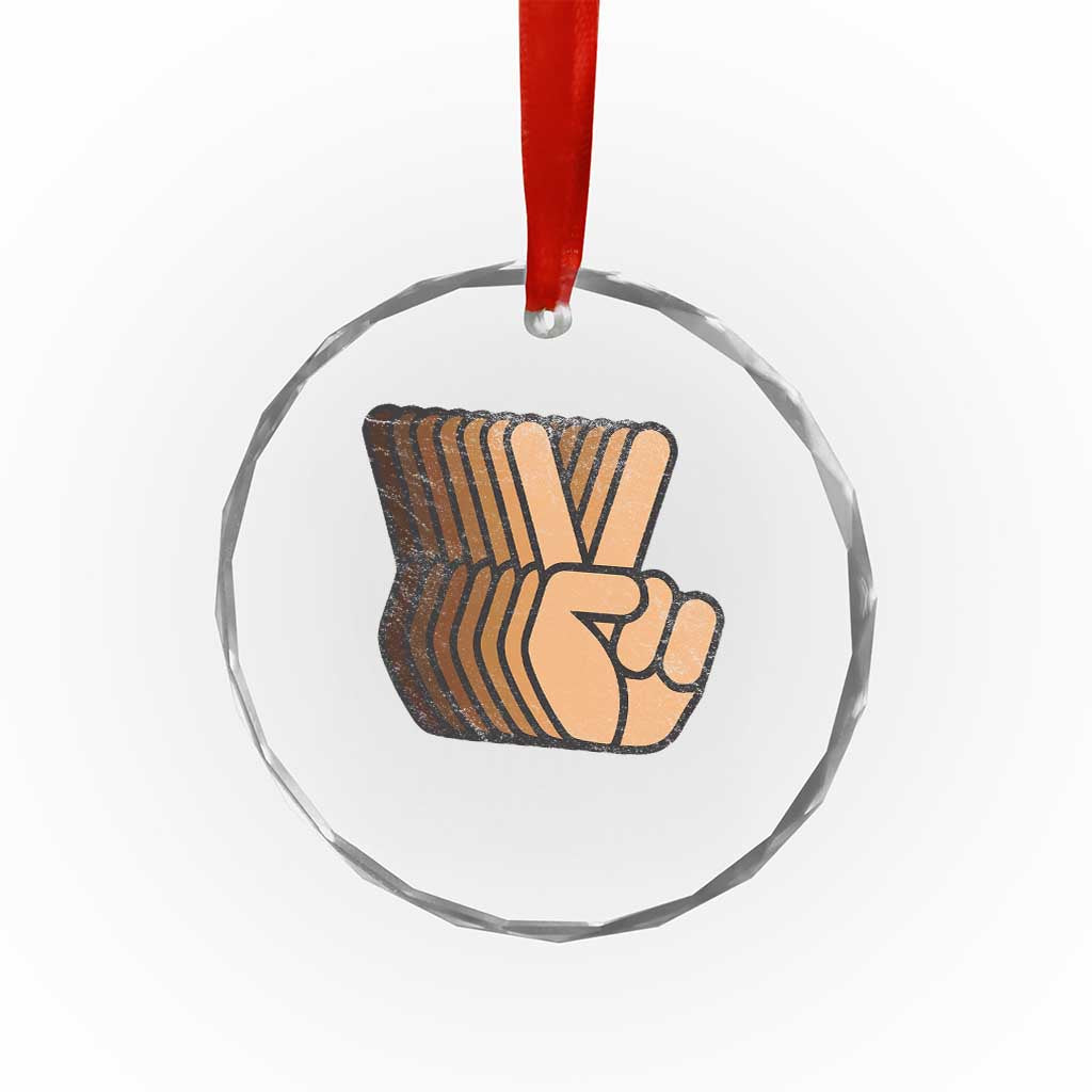 Retro Equality for All Crystal Glass Ornament Peace Sign V Fingers Skin Tone Hands Vintage TS10 Print Your Wear