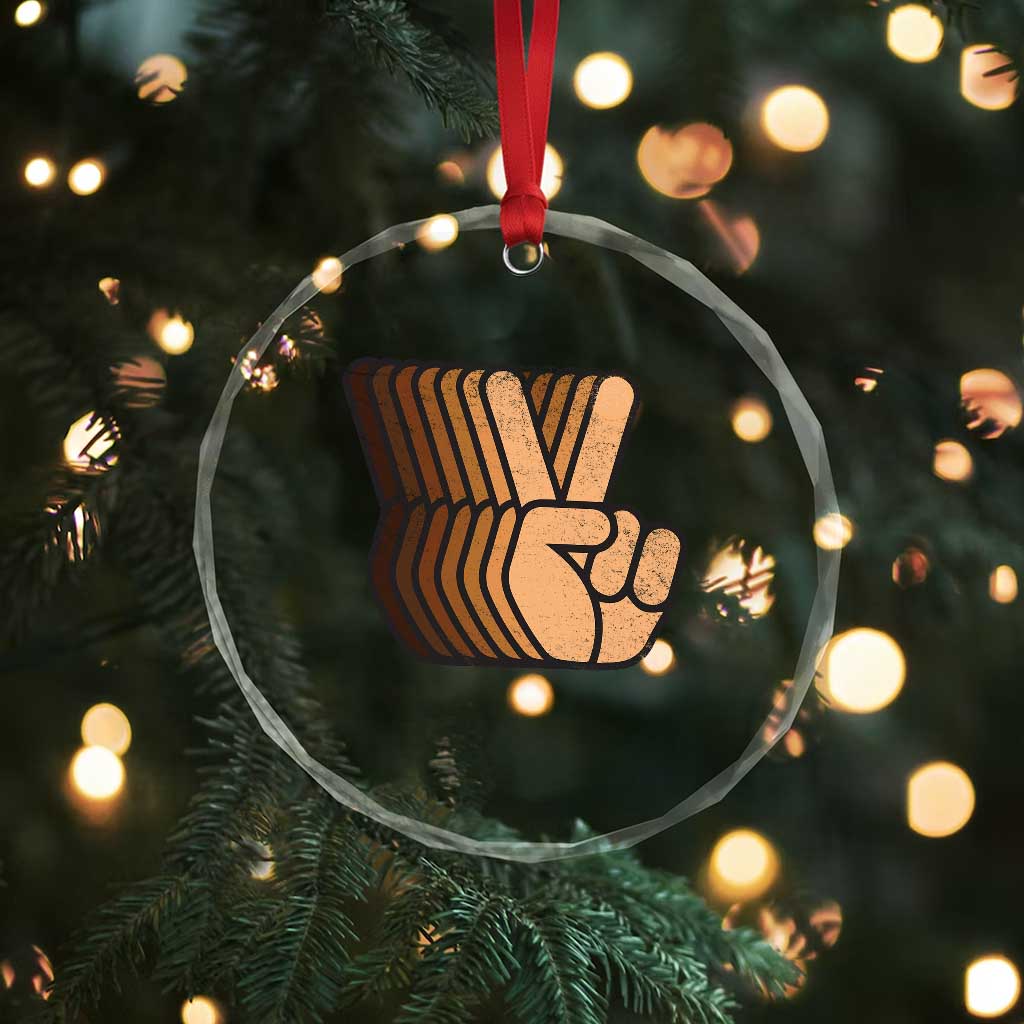 Retro Equality for All Crystal Glass Ornament Peace Sign V Fingers Skin Tone Hands Vintage TS10 Print Your Wear