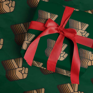 Retro Equality for All Wrapping Paper Roll Peace Sign V Fingers Skin Tone Hands Vintage TS10 Green Print Your Wear