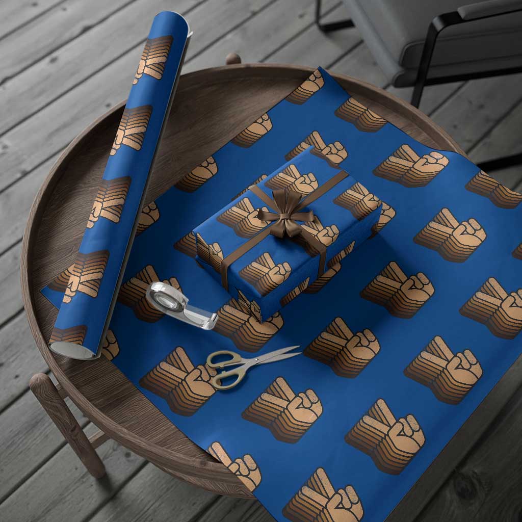 Retro Equality for All Wrapping Paper Roll Peace Sign V Fingers Skin Tone Hands Vintage TS10 Blue Print Your Wear
