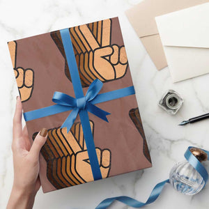 Retro Equality for All Wrapping Paper Roll Peace Sign V Fingers Skin Tone Hands Vintage TS10 Mocha Print Your Wear