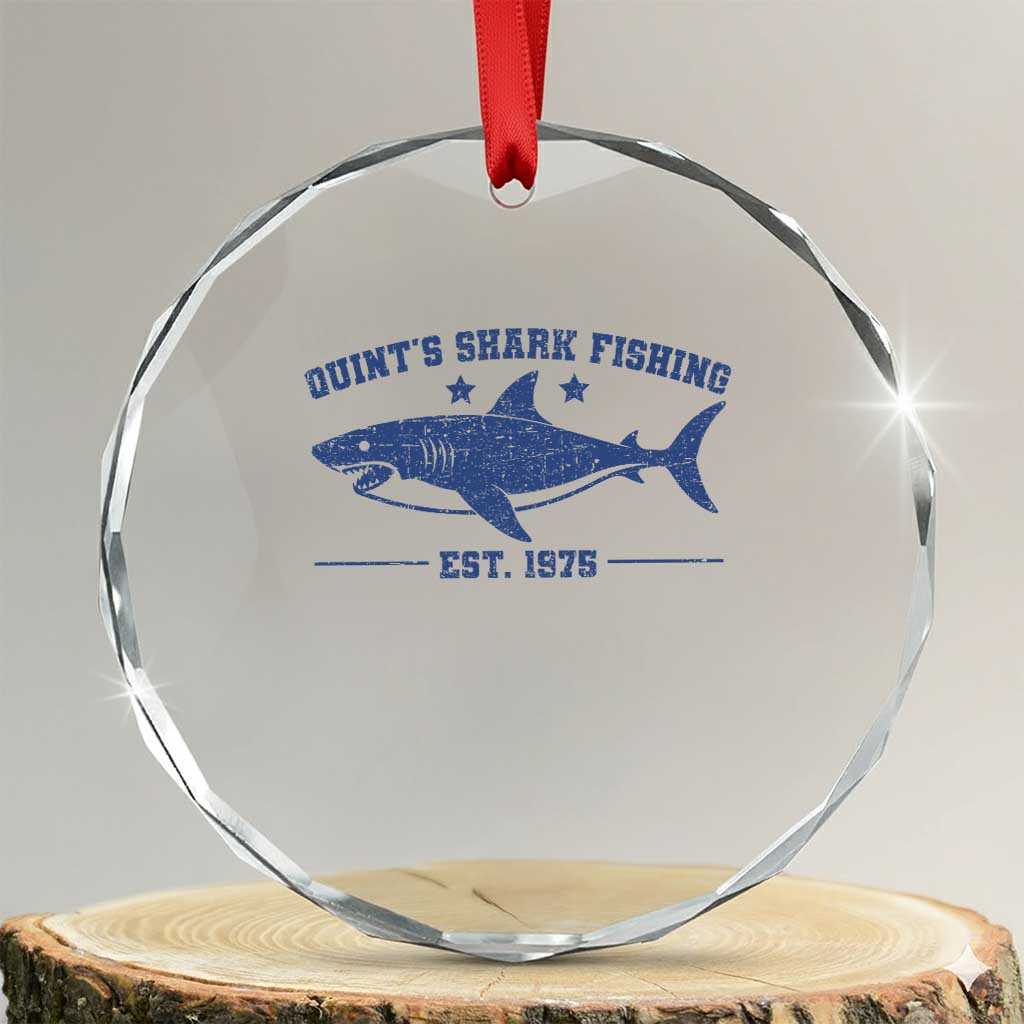 Retro Fisher Birthday Crystal Glass Ornament Vintage Quints Shark Fishing 1975 TS10 Transparent Glass 3'' Circle Print Your Wear