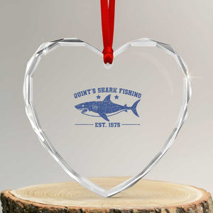 Retro Fisher Birthday Heart Crystal Glass Ornament Vintage Quints Shark Fishing 1975 TS10 Transparent Glass 3'' Heart Print Your Wear