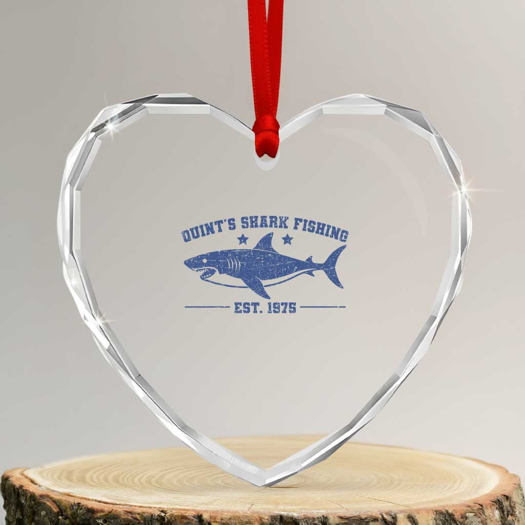 Retro Fisher Birthday Heart Crystal Glass Ornament Vintage Quints Shark Fishing 1975 TS10 Transparent Glass 3'' Heart Print Your Wear