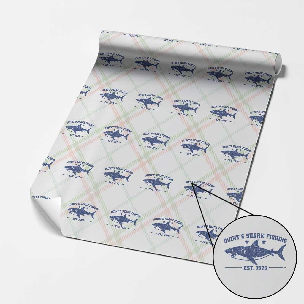 Retro Fisher Birthday Wrapping Paper Roll Vintage Quints Shark Fishing 1975 TS10 Christmas Plaid Print Your Wear