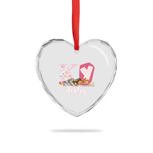 Retro Floral KY Horse Racing Graphic Heart Crystal Glass Ornament Pink Gingham Southern Belle Derby Day Aesthetic TS02 Print Your Wear