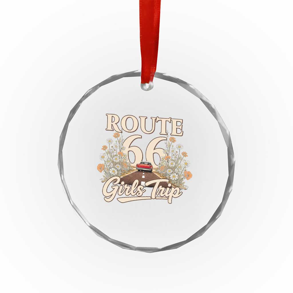 Retro Floral Route Highway 66 Girls Trip Road Trip Crystal Glass Ornament TS12 Print Your Wear