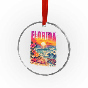 Retro Florida Beach Crystal Glass Ornament Summer Vacation Gift
