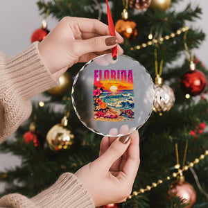 Retro Florida Beach Crystal Glass Ornament Summer Vacation Gift