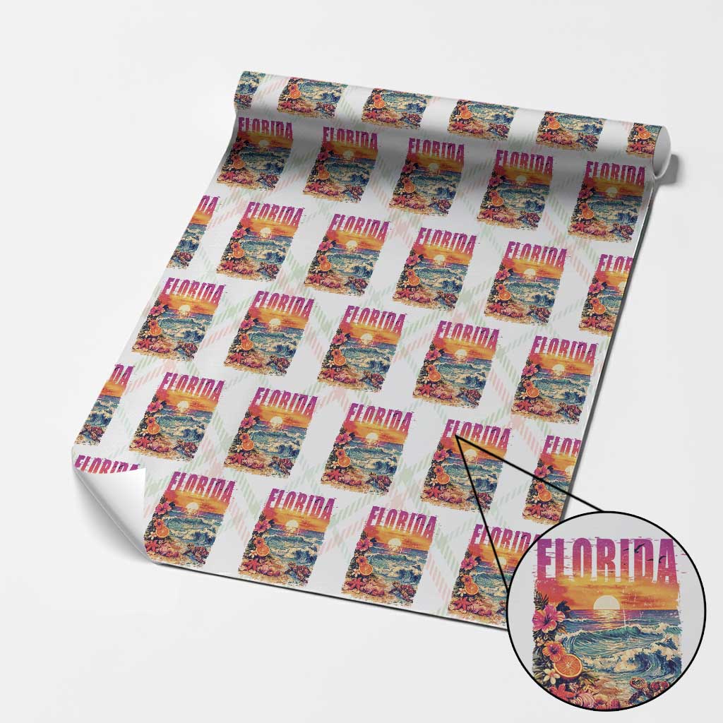 Retro Florida Beach Wrapping Paper Roll Summer Vacation Gift