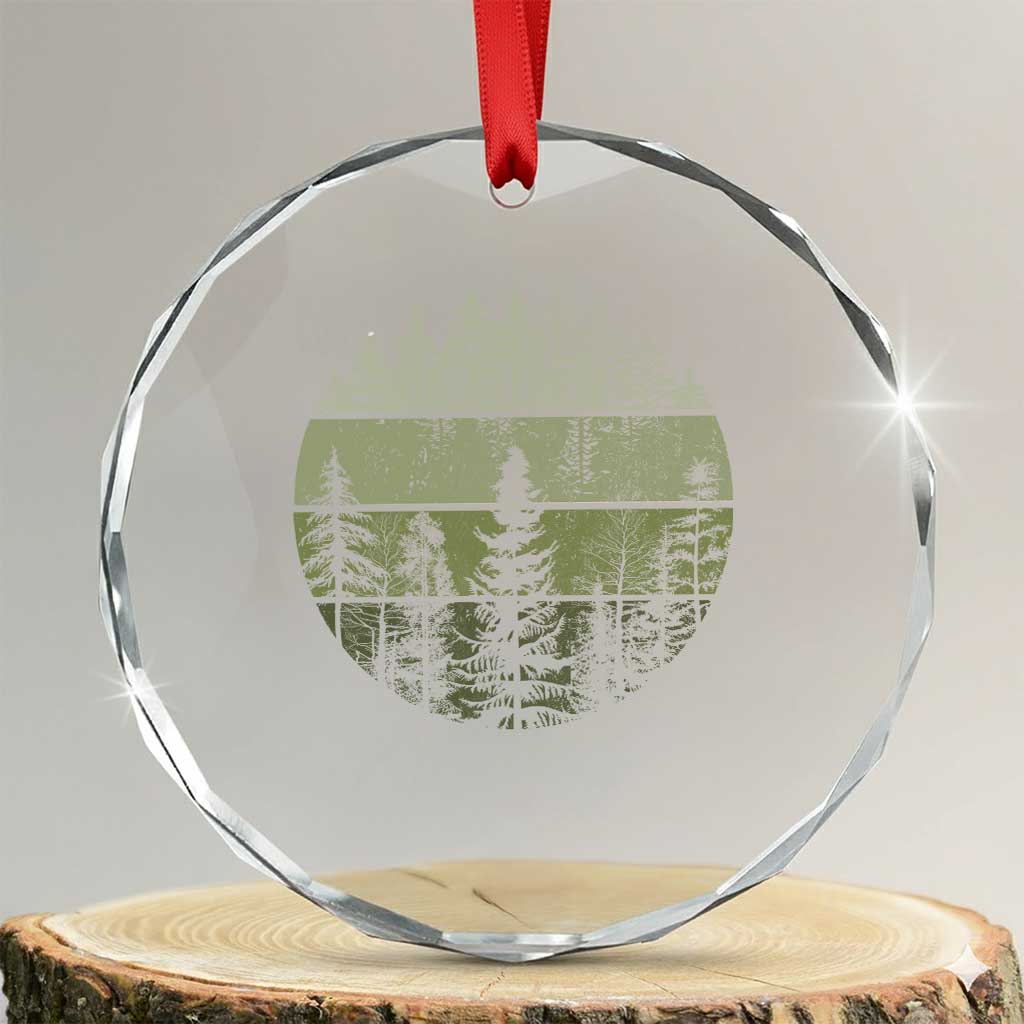 Retro Forest Trees Outdoors Nature Crystal Glass Ornament Vintage Wildlife TS10 Transparent Glass 3'' Circle Print Your Wear
