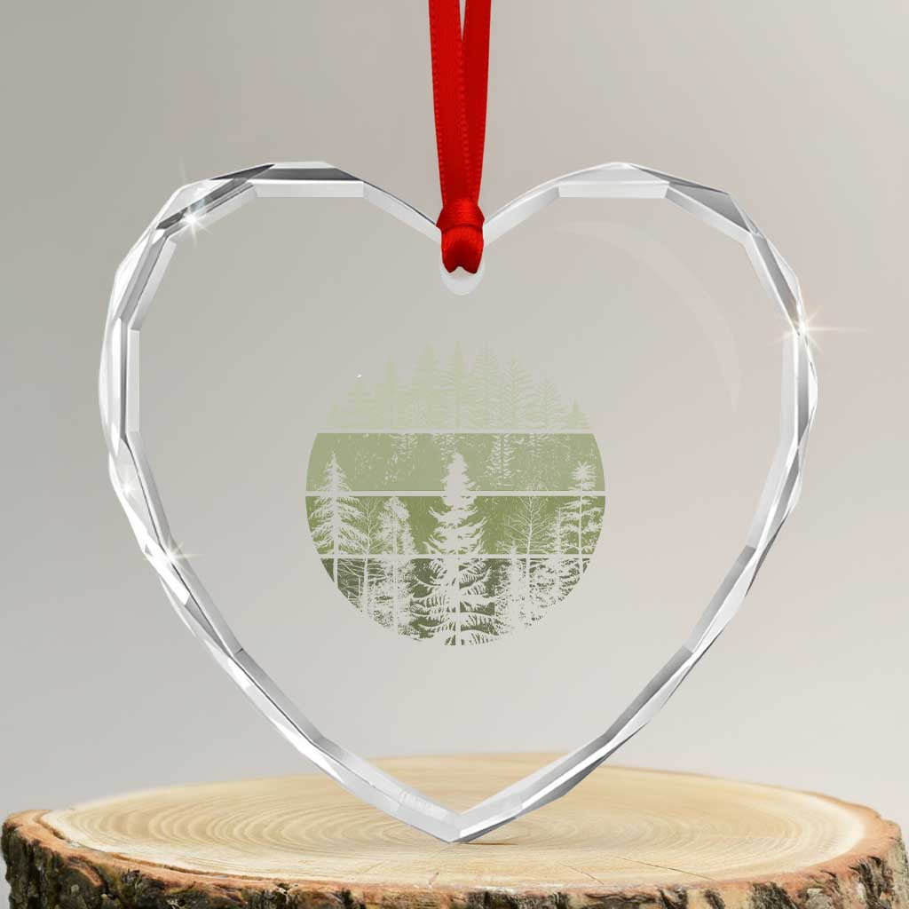 Retro Forest Trees Outdoors Nature Heart Crystal Glass Ornament Vintage Wildlife TS10 Transparent Glass 3'' Heart Print Your Wear