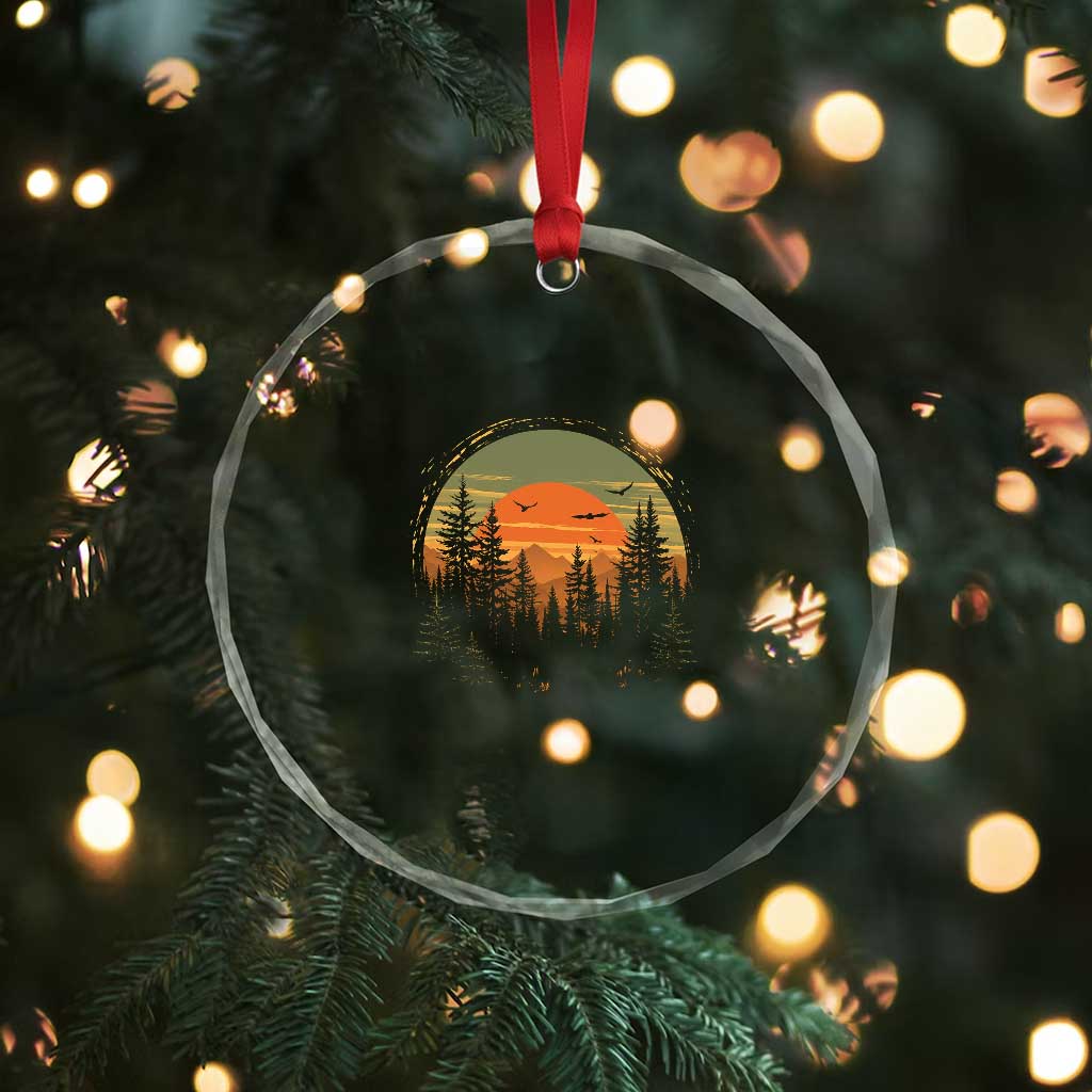 Retro Forest Trees Outdoors Nature Lover Crystal Glass Ornament TS11 Print Your Wear