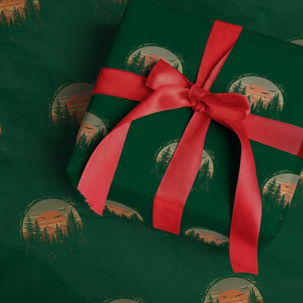 Retro Forest Trees Outdoors Nature Lover Wrapping Paper Roll TS11 Green Print Your Wear