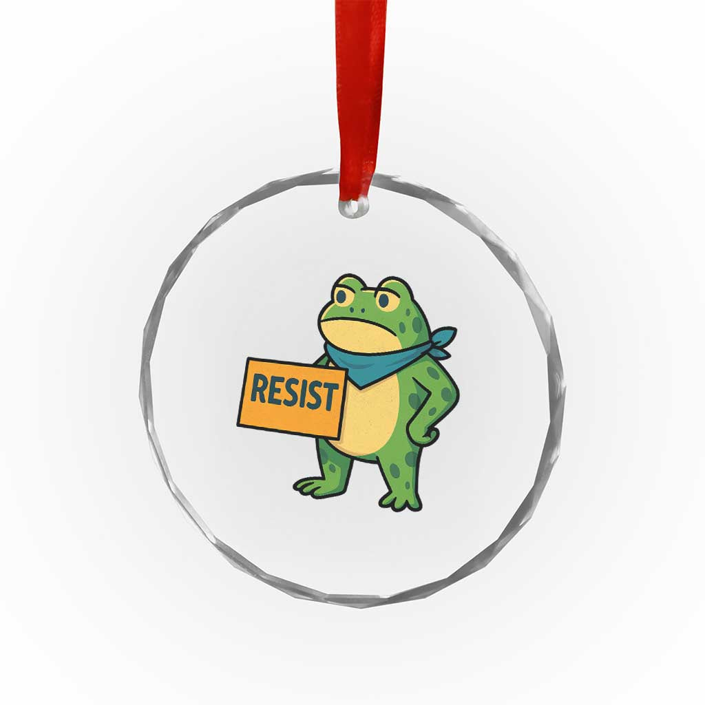Retro Frog Resist Crystal Glass Ornament Free Portland Oregon Funny Cartoon Graphic TS02 Print Your Wear