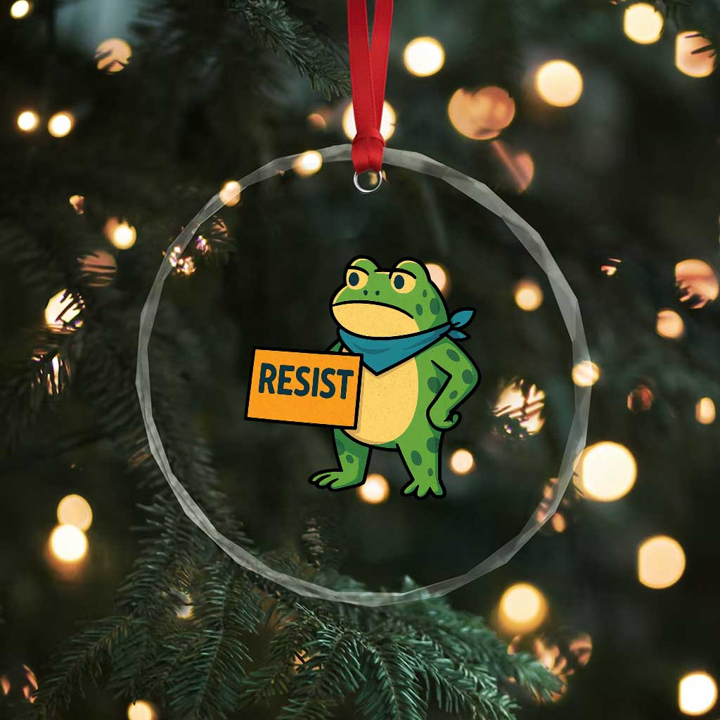 Retro Frog Resist Crystal Glass Ornament Free Portland Oregon Funny Cartoon Graphic TS02 Print Your Wear