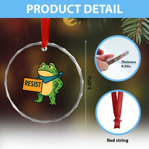 Retro Frog Resist Crystal Glass Ornament Free Portland Oregon Funny Cartoon Graphic TS02 Print Your Wear