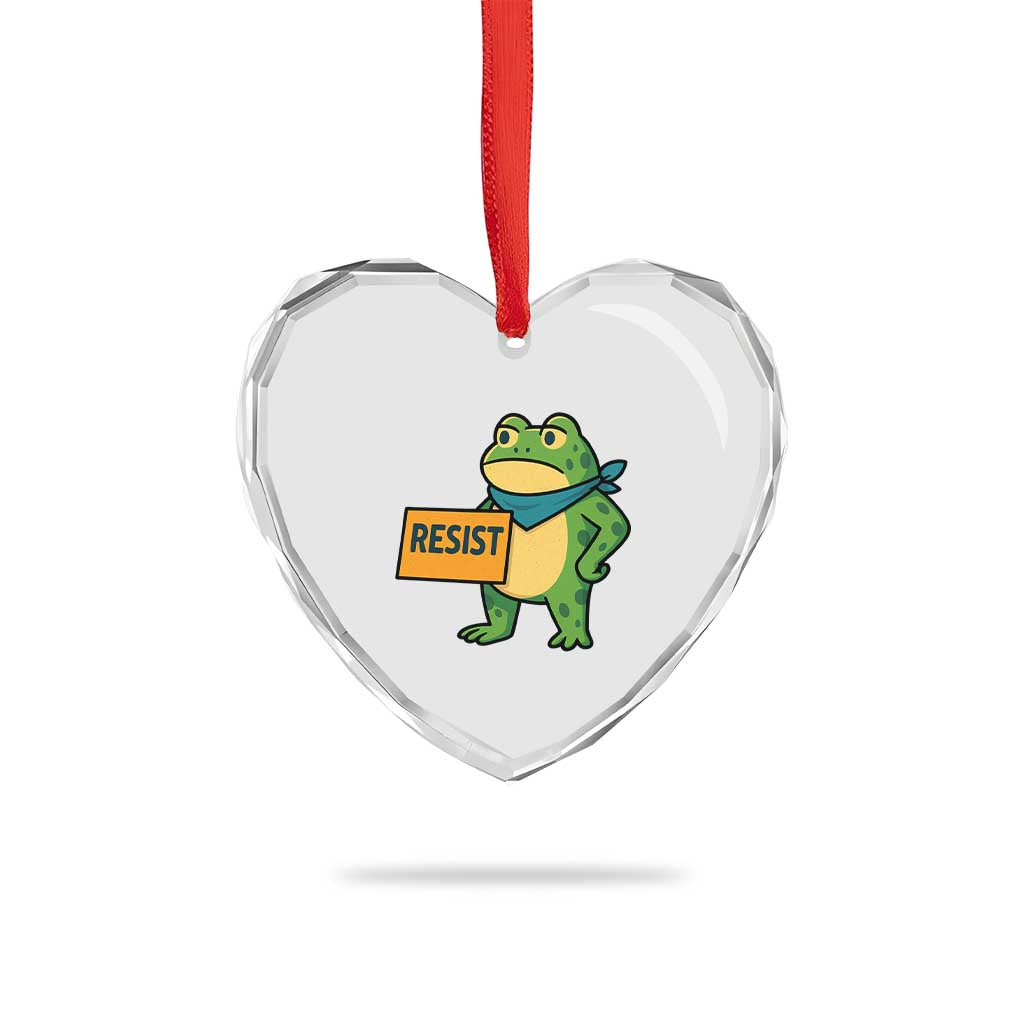 Retro Frog Resist Heart Crystal Glass Ornament Free Portland Oregon Funny Cartoon Graphic TS02 Print Your Wear