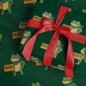 Retro Frog Resist Wrapping Paper Roll Free Portland Oregon Funny Cartoon Graphic TS02 Green Print Your Wear