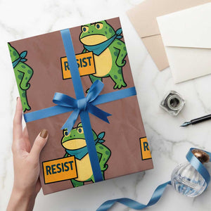 Retro Frog Resist Wrapping Paper Roll Free Portland Oregon Funny Cartoon Graphic TS02 Mocha Print Your Wear