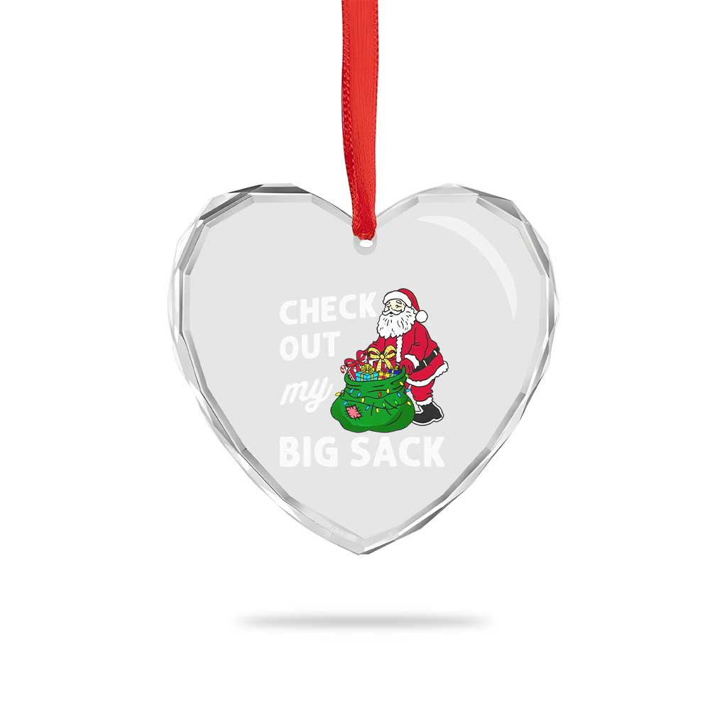 Retro Funny Santa Heart Crystal Glass Ornament Christmas Joke Check Out My Big Sack TS10 Print Your Wear