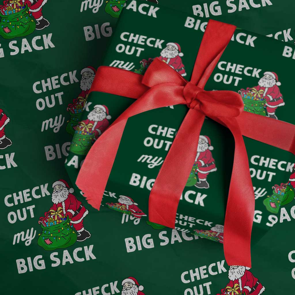 Retro Funny Santa Wrapping Paper Roll Christmas Joke Check Out My Big Sack TS10 Green Print Your Wear