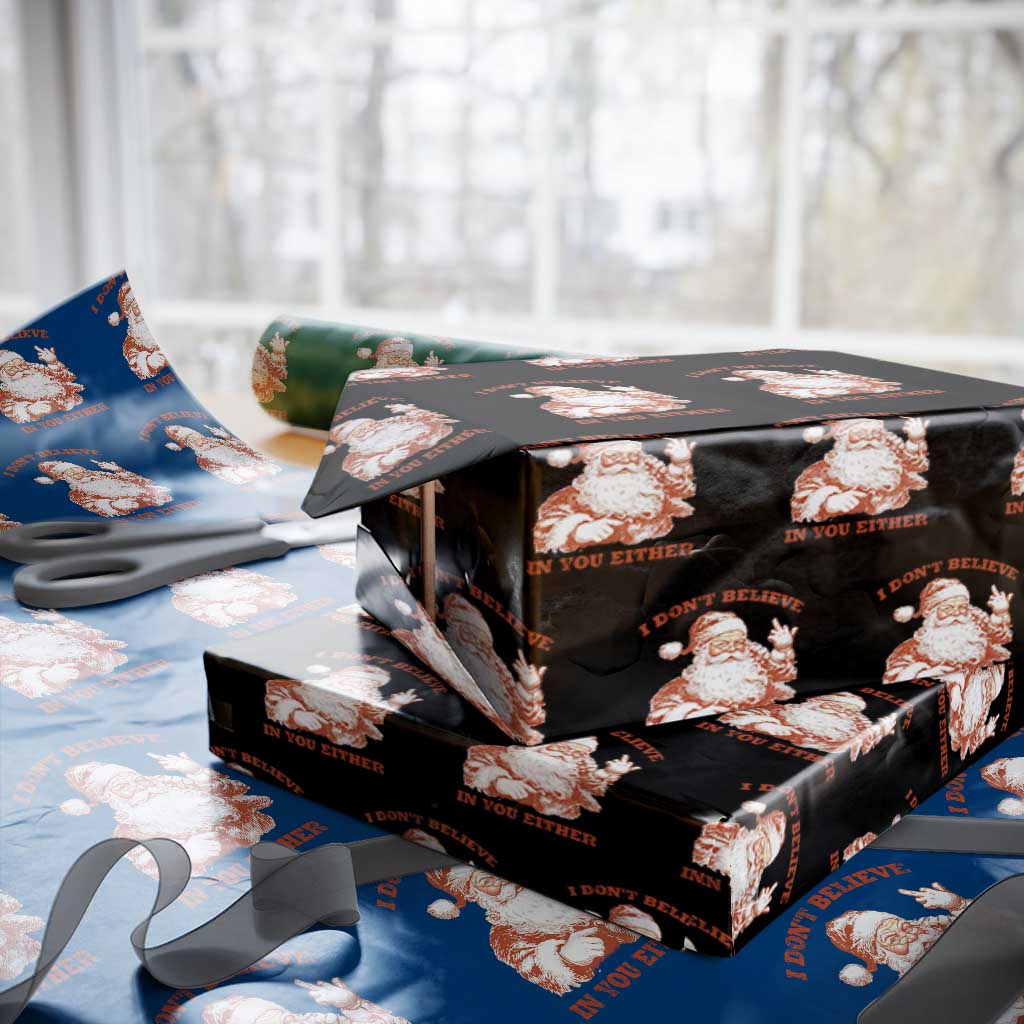 Retro Funny Santa Wrapping Paper Roll I Don't Believe In You Either 90s Christmas TS10 Black Print Your Wear