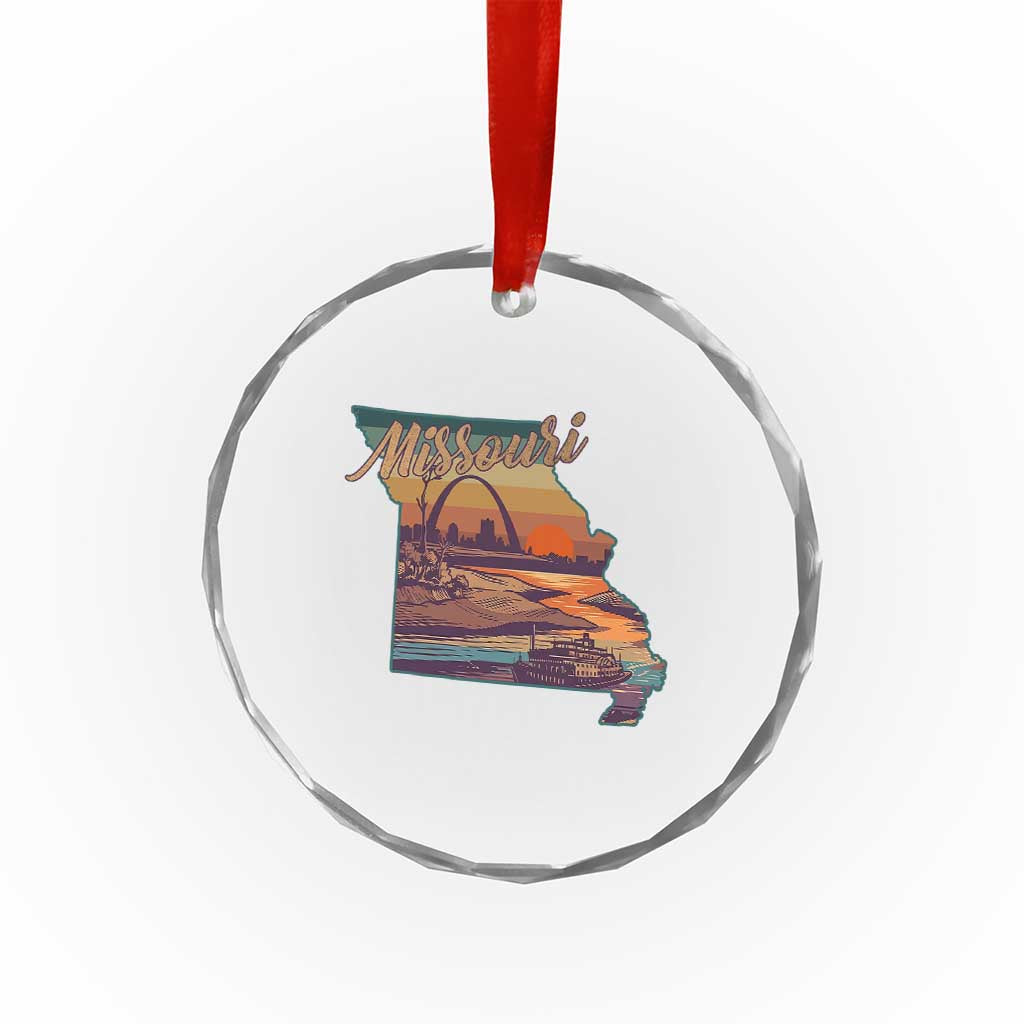 Retro Gateway Arch St Louis Missouri Map Outline Crystal Glass Ornament