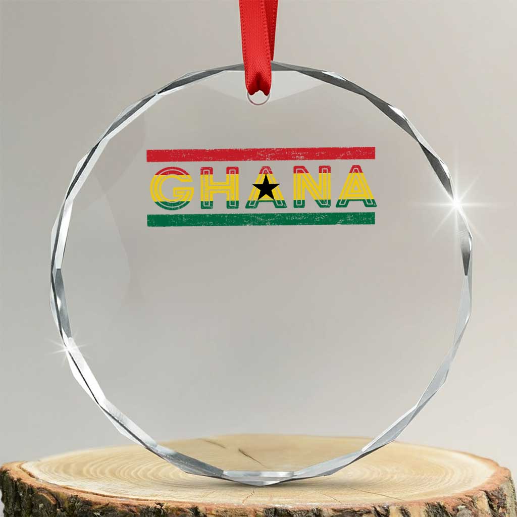 Retro Ghana Flag Crystal Glass Ornament Vintage Ghanaian Pride Ghanese Roots Heritage Graphic TS10 Transparent Glass 3'' Circle Print Your Wear