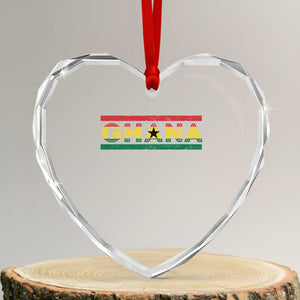 Retro Ghana Flag Heart Crystal Glass Ornament Vintage Ghanaian Pride Ghanese Roots Heritage Graphic