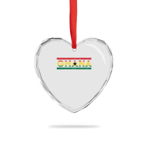 Retro Ghana Flag Heart Crystal Glass Ornament Vintage Ghanaian Pride Ghanese Roots Heritage Graphic