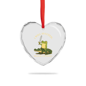 Retro Goblincore Sword Frog Riding Alligator Meme Heart Crystal Glass Ornament I Will Succeed Because I Am Insane Chaotic Motivation