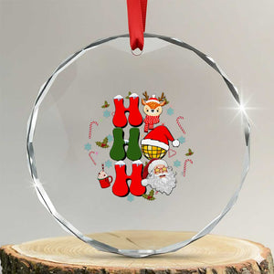 Retro Groovy Christmas Ho Ho Ho Reindeer Disco Ball Santa Xmas Crystal Glass Ornament TS02 Transparent Glass 3'' Circle Print Your Wear