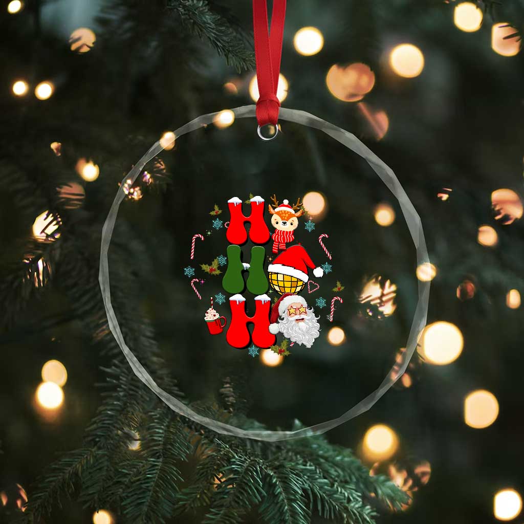 Retro Groovy Christmas Ho Ho Ho Reindeer Disco Ball Santa Xmas Crystal Glass Ornament TS02 Print Your Wear