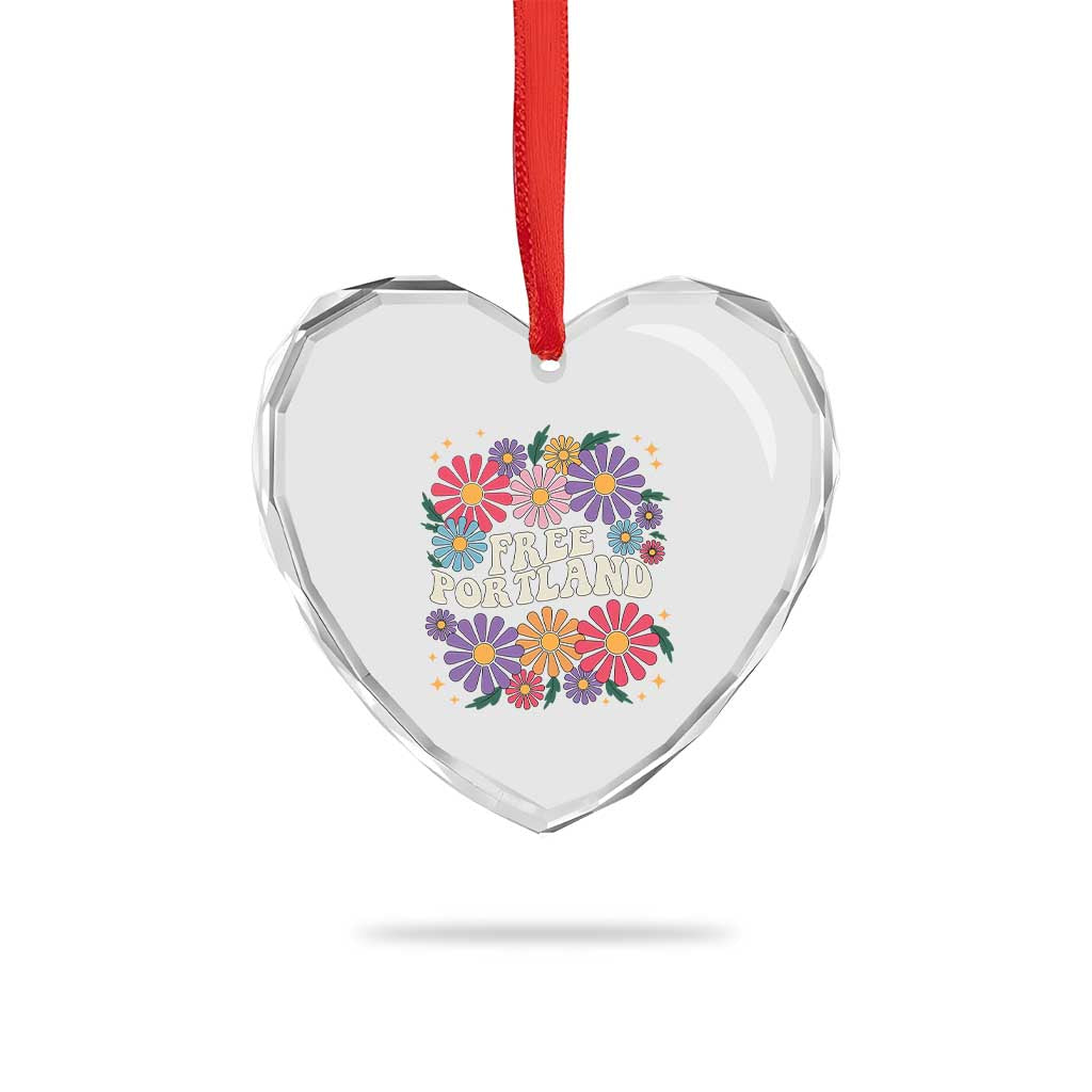 Retro Groovy Free Portland Heart Crystal Glass Ornament Oregon Freedom Fighter Peaceful Hippie 70s Style TS02 Print Your Wear