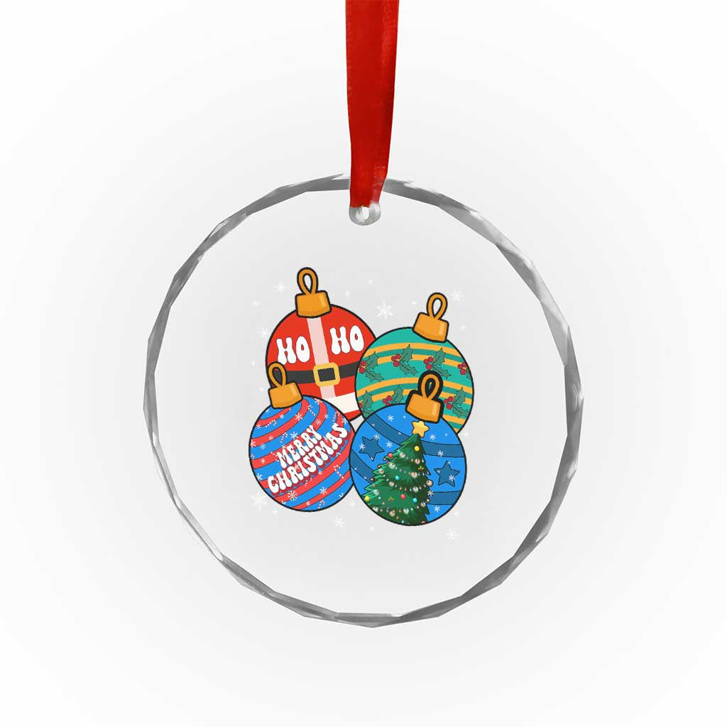 Retro Groovy Merry Christmas Ornament Ho Ho Ho Crystal Glass Ornament TS02 Print Your Wear