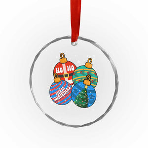 Retro Groovy Merry Christmas Ornament Ho Ho Ho Crystal Glass Ornament TS02 Print Your Wear