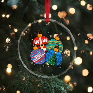Retro Groovy Merry Christmas Ornament Ho Ho Ho Crystal Glass Ornament TS02 Print Your Wear