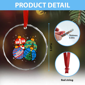 Retro Groovy Merry Christmas Ornament Ho Ho Ho Crystal Glass Ornament TS02 Print Your Wear