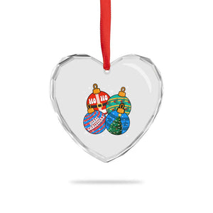Retro Groovy Merry Christmas Ornament Ho Ho Ho Heart Crystal Glass Ornament TS02 Print Your Wear