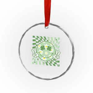 Retro Groovy Shamrock Smile Face St Patricks Day Crystal Glass Ornament TS10 Print Your Wear