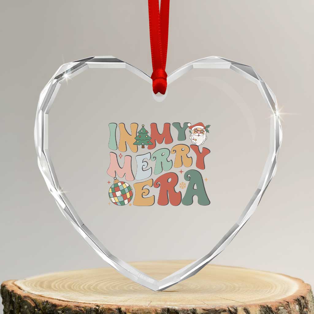 Retro Groovy Xmas Heart Crystal Glass Ornament In My Merry Era Santa Disco Ball TS09 Transparent Glass 3'' Heart Print Your Wear