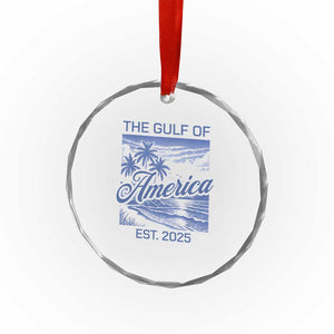Retro Gulf Of USA Crystal Glass Ornament America Est 2025 American Flag - Print Your Wear
