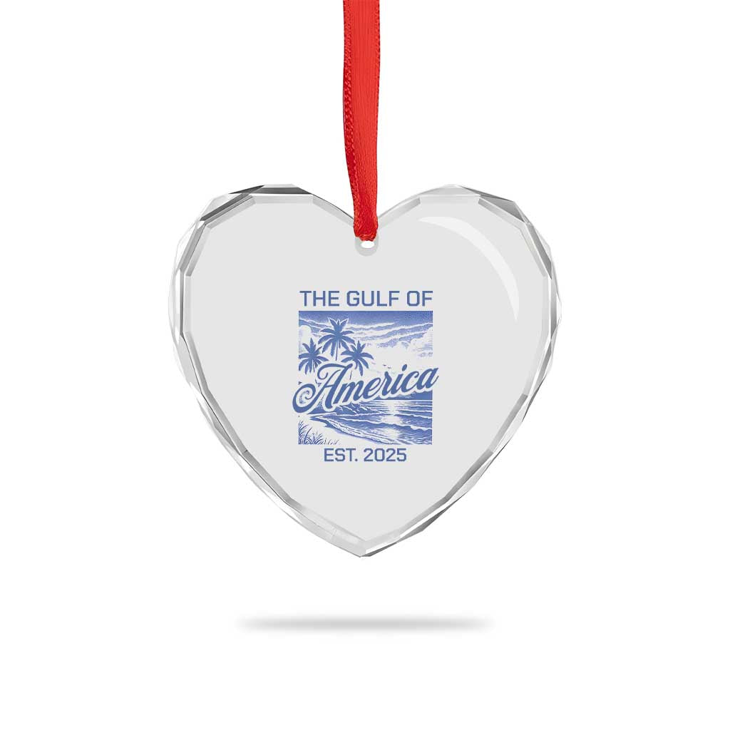 Retro Gulf Of USA Heart Crystal Glass Ornament America Est 2025 American Flag TS02 Print Your Wear