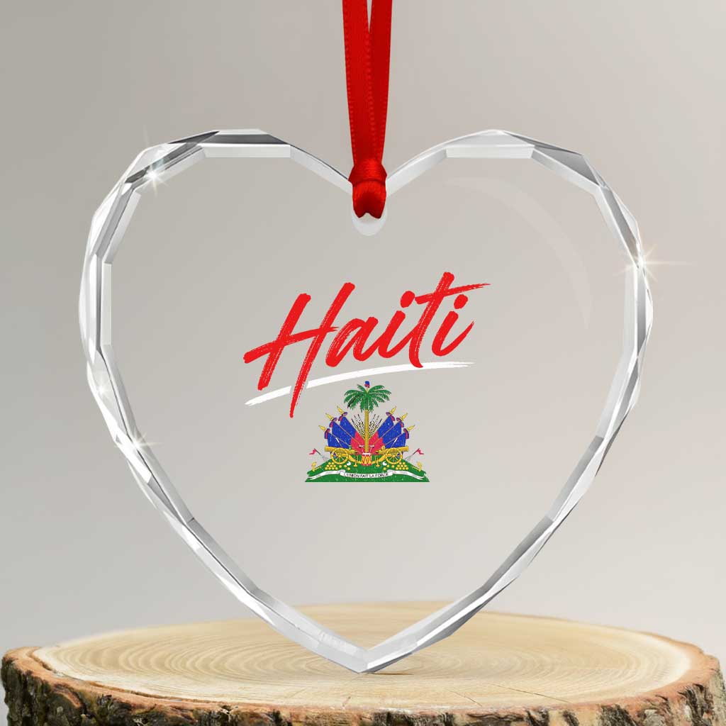Retro Haiti Heart Crystal Glass Ornament Haitian Gift Ayiti Roots