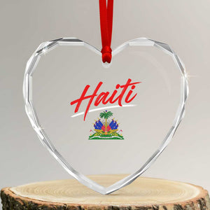 Retro Haiti Heart Crystal Glass Ornament Haitian Gift Ayiti Roots
